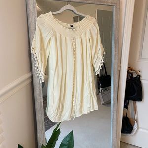 Boho cream off the shoulder dress